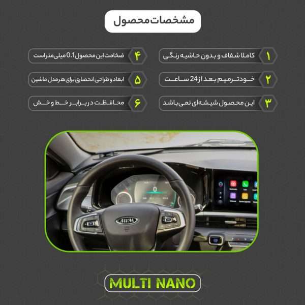 عکس دقیق برچسب محافظ صفحه کیلومتر خودرو مولتی نانو مدل X-S1T برای ام وی ام X33 کراس برای مشاهده