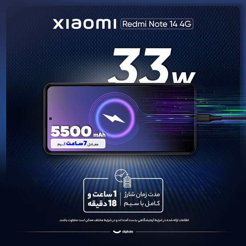 گوشی موبایل شیائومی مدل Redmi Note 14 4G دو سیم کارت ظرفیت 256 گیگابایت و رم 8 گیگابایت