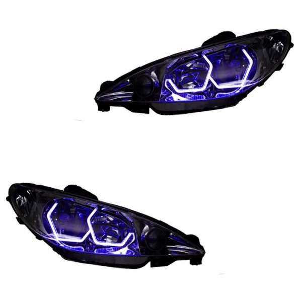 چراغ جلو خودرو گروه پژوهش صنعت مدرن مدل 3D-I8 فولکالر مناسب برای پژو 206 بسته دو عددی
