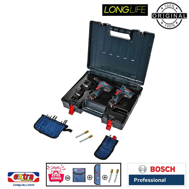 مجموعه بکس و دریل شارژی بوش مدل فوق حرفه ای GDR 120 LI & GSR 120 Li Extra Professional