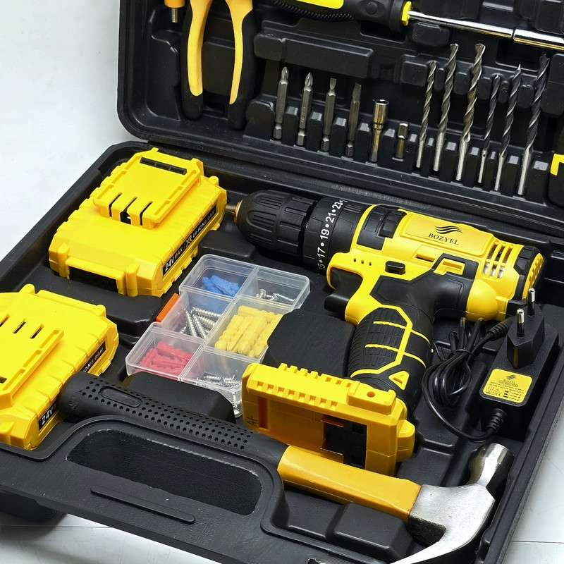 مجموعه 100 عددی دریل پیچ گوشتی شارژی چکشی بوزیل مدل BOZ-04-100PCS