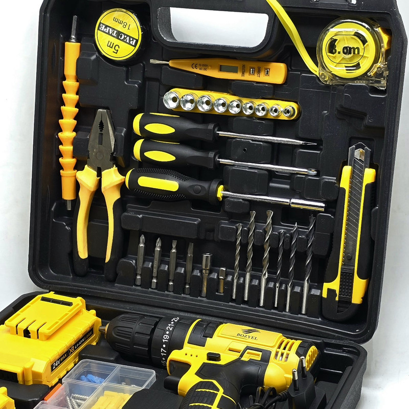 مجموعه 100 عددی دریل پیچ گوشتی شارژی چکشی بوزیل مدل BOZ-04-100PCS