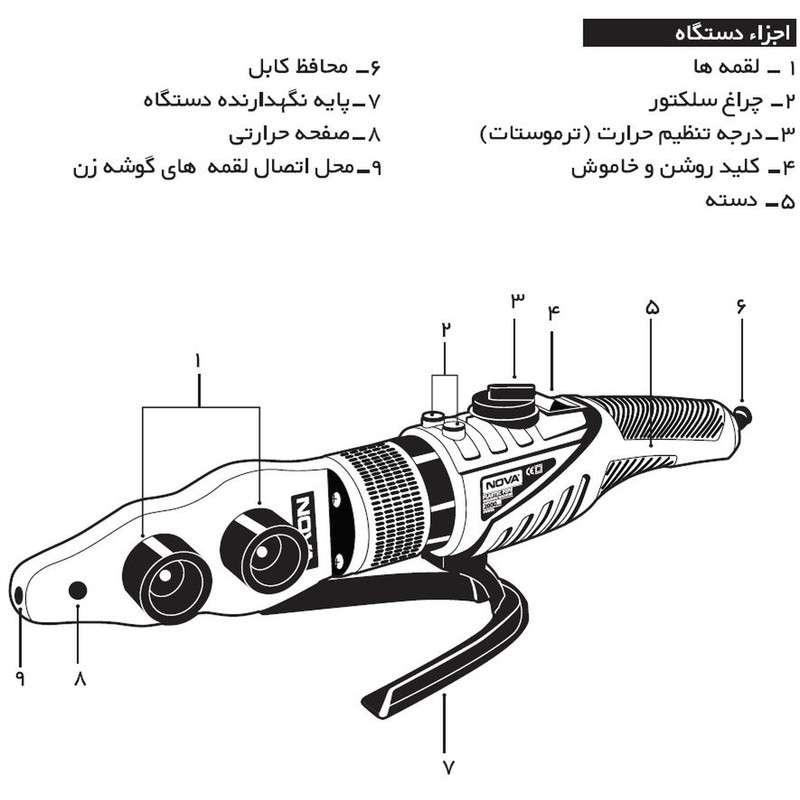 دستگاه اتو لوله سبز نووا مدل NTW-2415